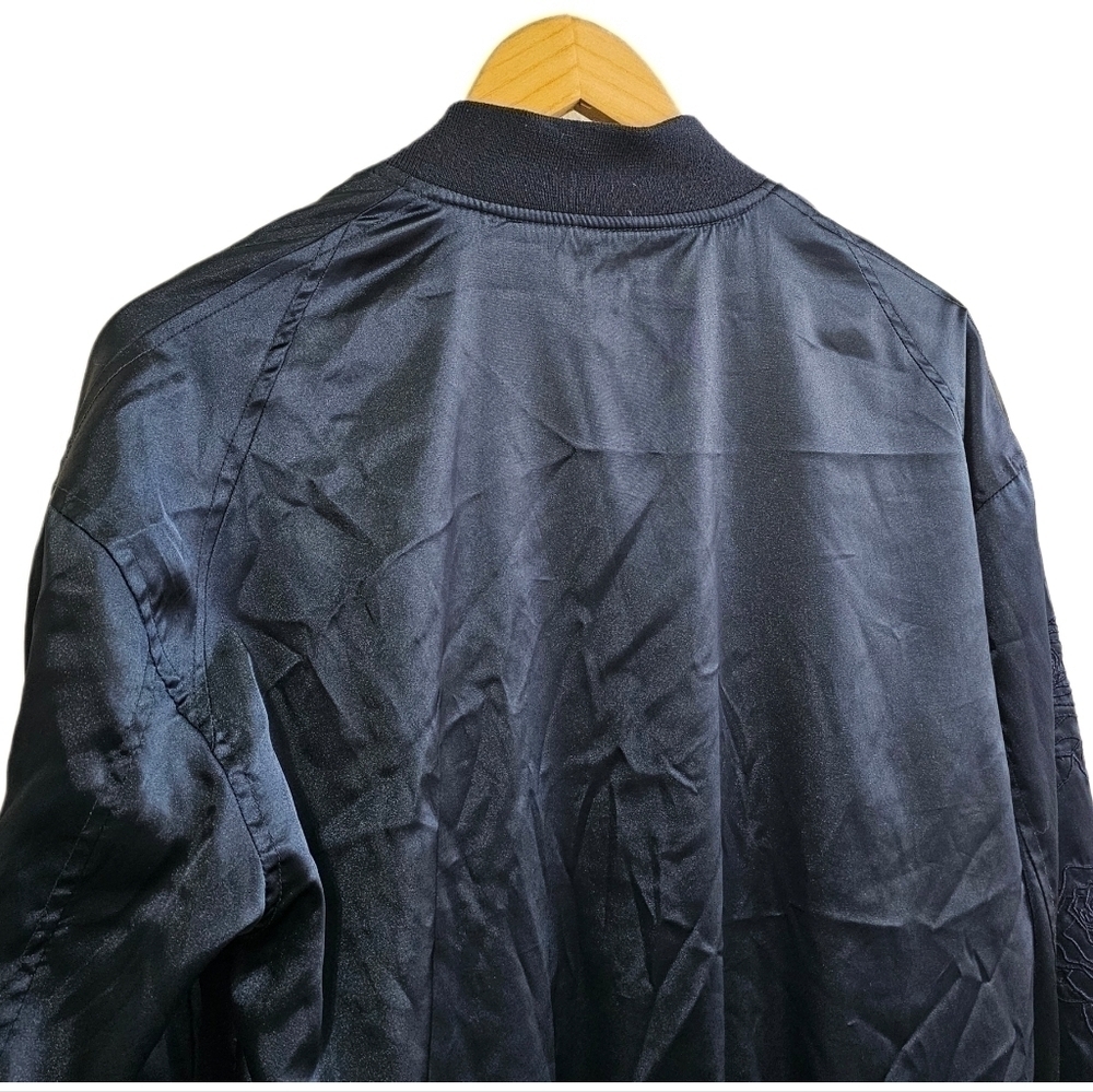 PacSun floral navy blue embroidered satin lined full zip jacket size sma… - Picture 11 of 14